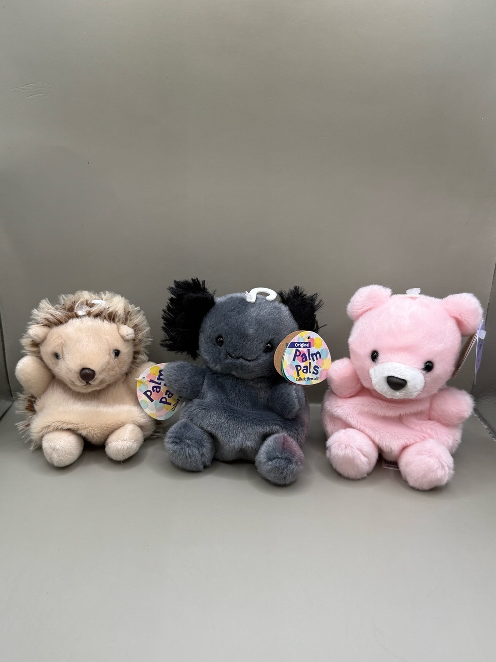 NWT Aurora Palm Pals Lot Axolotl, Bailey Bear Hedgehog Plush Stuffed Animals Lot
